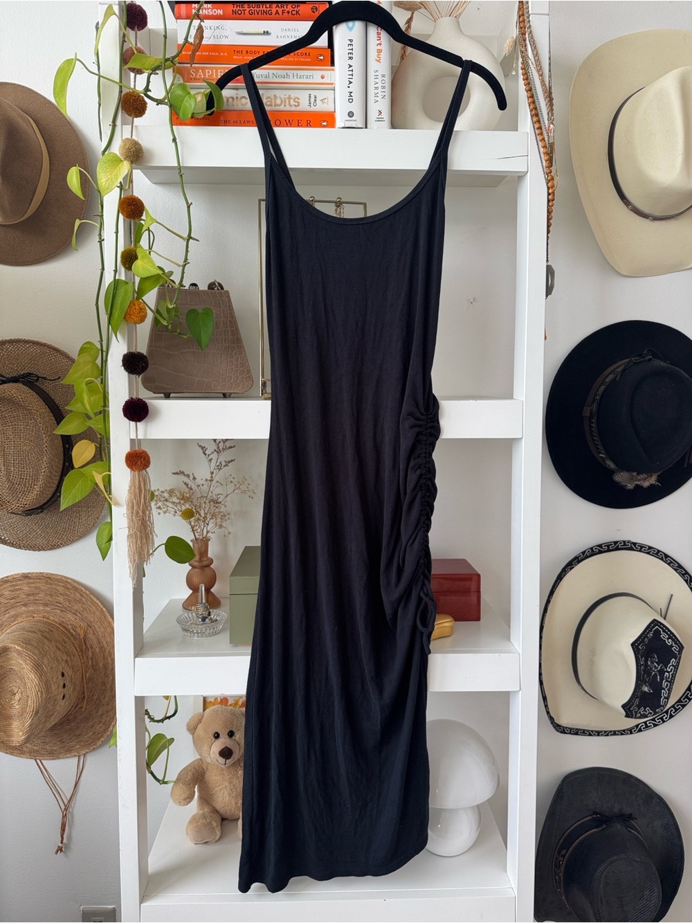 Black Dress w/ Ruched Side